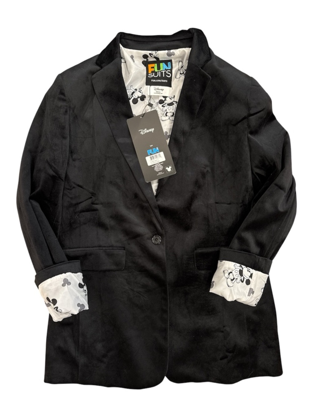 Disney FunSuits Black Velvet Blazer with Mickey Lining size 12